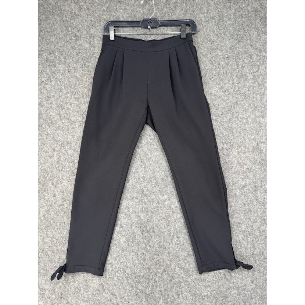 Ann Taylor Factory Black Tapered Ankle Tie Pleated Pull On Pants Womens Size 2‎